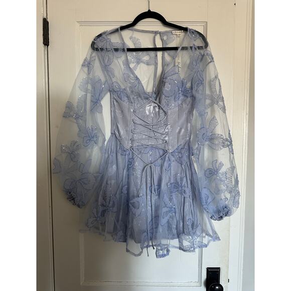 For Love & Lemons Presley Mini Dress – Periwinkle Blue – Size Large – NWT - Picture 4 of 12